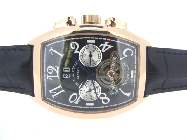 Réplique Franck Muller Casablanca Tourbillon Chronograph Automatique Movement with Black Dial and Gold Case-L Réplique Franck Muller Casablanca Tourbillon Chronograph Automatique Movement with Black Dial and Gold Case-L