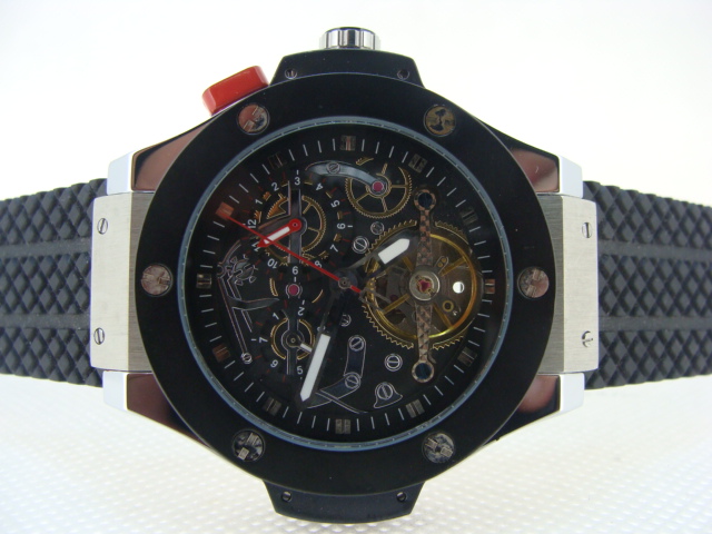 Réplique Hublot Automatique Movement Black Case with Black Dial with Black Bezel