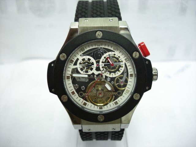 Réplique Hublot Automatique Movement Black Case with White Dial with Black Bezel