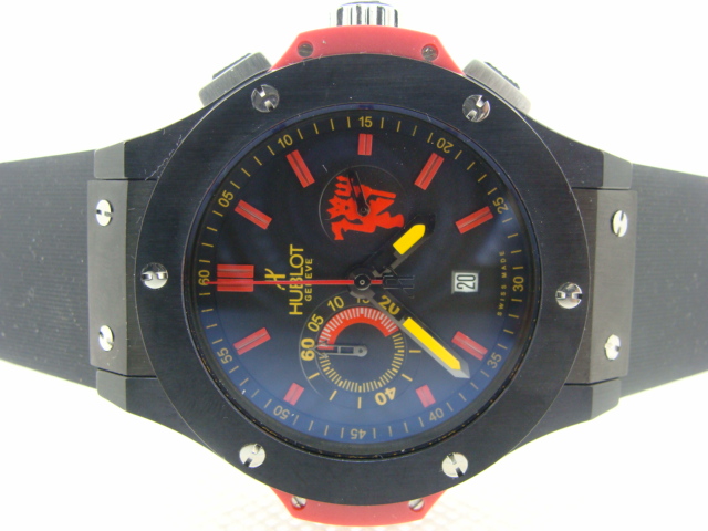 Réplique Hublot Big Bang Chronograph Miyota Quartz Movement Full PVD Case with Black Dial-Red Markers and Bla