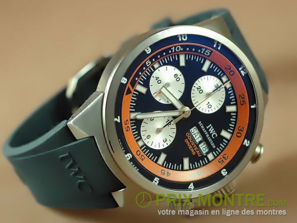 IWC Aquatimer Chrono Montres 2007 Cousteau Divers SS Blue A-7750