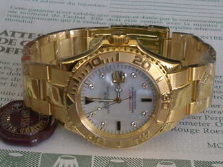 Réplique Replique Replique Rolex Yacht-Master hommes montre Gold - White & White Diamond Marker 116520WBR
