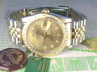 Réplique Replique Rolex Datejusts Jubilee Datejust 18k Gold & SS Diamond Bezel Gray dial diamond (CZ) hour