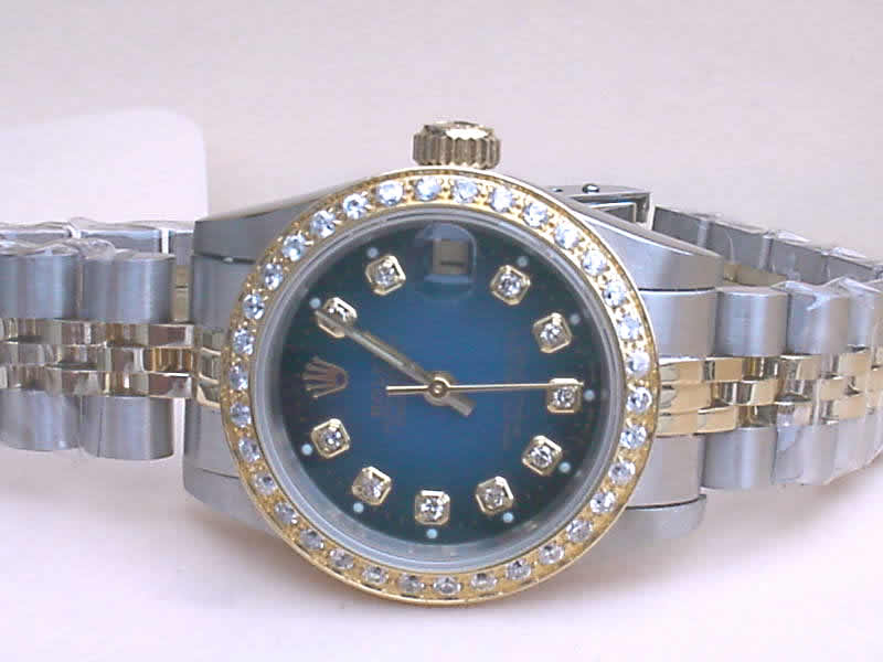 Réplique Replique Rolex Datejusts Jubilee Datejust 18k & SS Blue black dial Diamond Hour Markers Diamond B