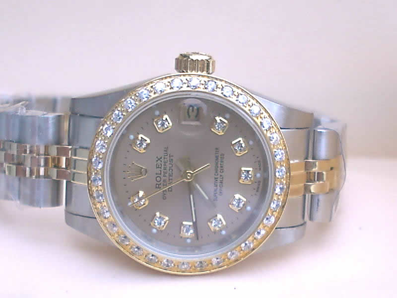 Réplique Replique Rolex Datejusts Jubilee Datejust 18k & SS Diamond Bezel Gray dial diamond (CZ) hour mark