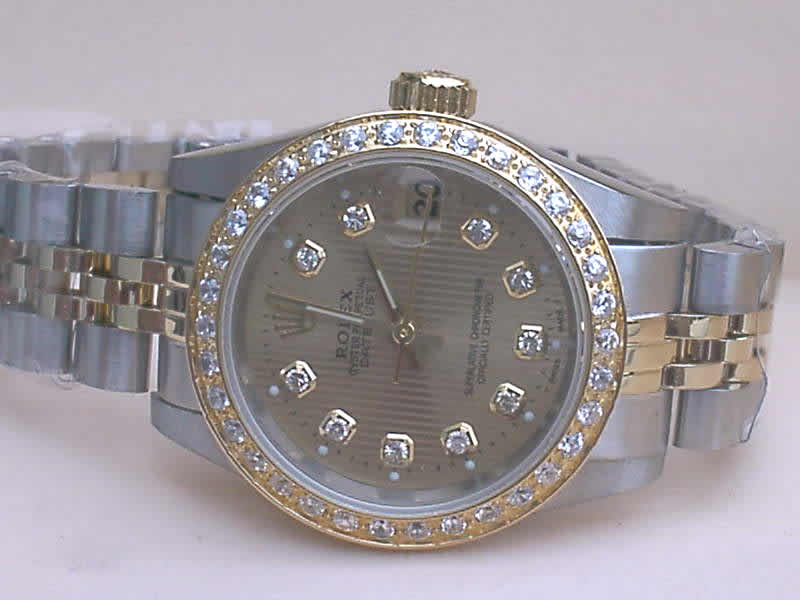 Réplique Replique Rolex Datejusts Jubilee Datejust 18k & SS Diamond Bezel Gray dial diamond (CZ) hour mark