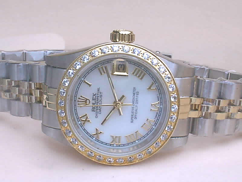 Réplique Replique Rolex Datejusts Jubilee Datejust 18k & SS Diamond Bezel roman numeral markers RD0036 Wat