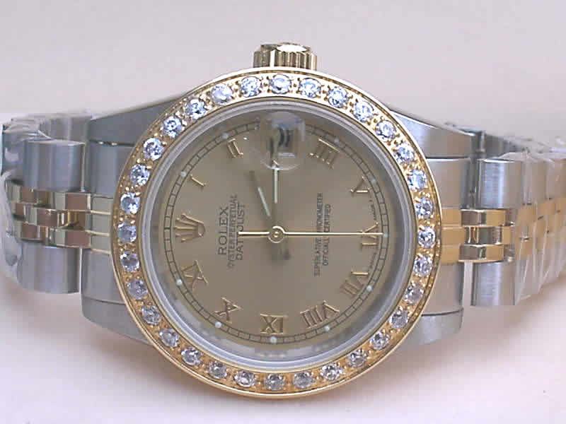 Réplique Replique Rolex Datejusts Jubilee Datejust 18k & SS Gold dial roman numeral hour markers Diamond B