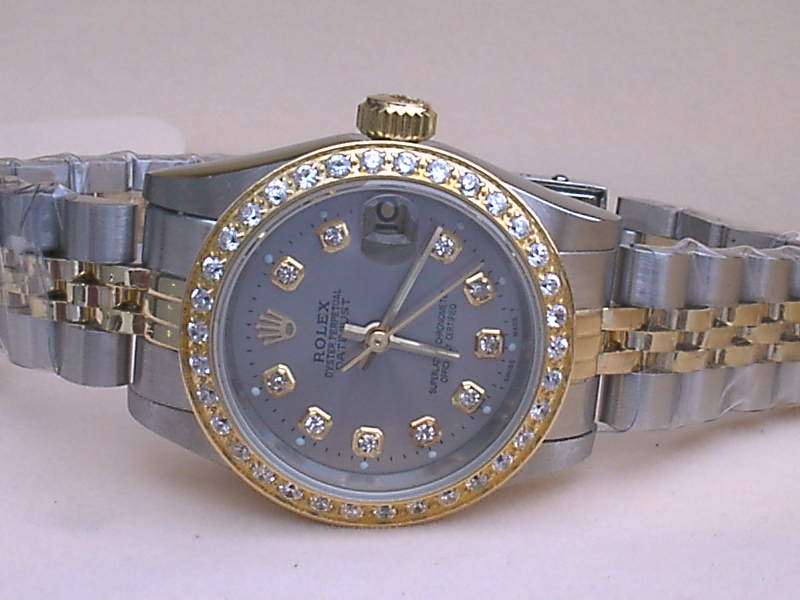 Réplique Replique Rolex Datejusts Jubilee Datejust 18k & SS Gray computer dial diamond (CZ) hour marker I