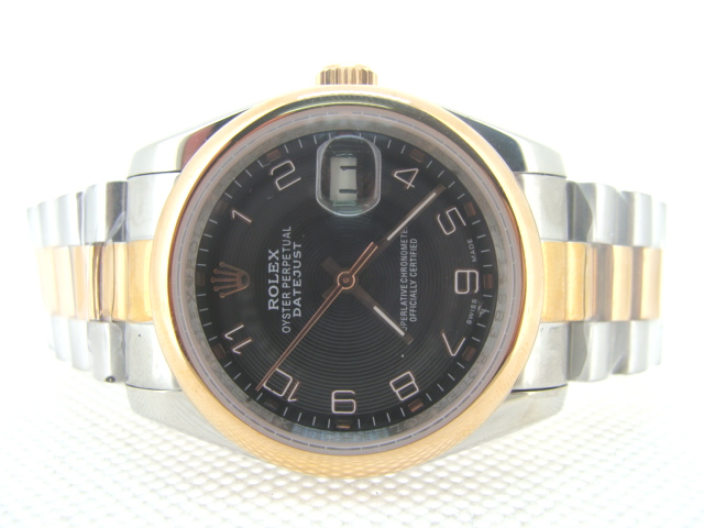 Réplique Replique Rolex Datejusts Oyster Datejust 18k & SS Black Dial Arabic Hour Markers II RX4005-3 Watc