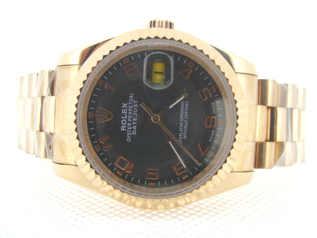 Réplique Replique Rolex Datejusts Oyster Datejust 18k & SS Black Dial Arabic Hour Markers II RX4006-2 Watc