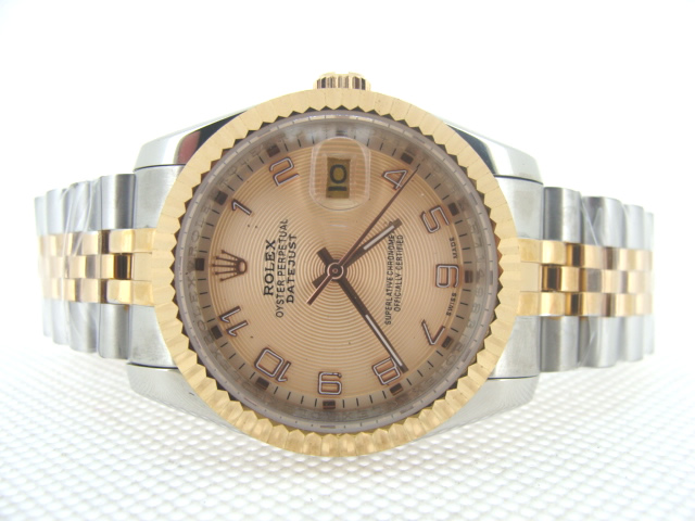 Réplique Replique Rolex Datejusts Oyster Datejust 18k & SS Gold Dial Arabic Hour Markers II RX4008 Watches