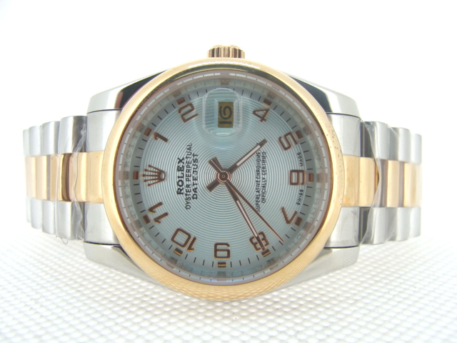 Réplique Replique Rolex Datejusts Oyster Datejust 18k & SS White Dial Arabic Hour Markers II RX4005-2 Watc