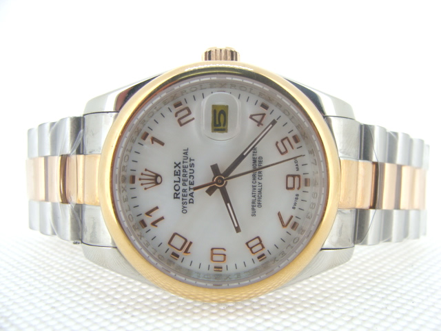 Réplique Replique Rolex Datejusts Oyster Datejust 18k & SS White Dial Arabic Hour Markers II RX4005 Watche