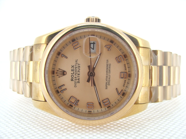 Réplique Replique Rolex Datejusts-Oyster Perpetual 18k Gold-Gold Dial Number Hour Markers 3