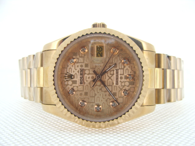 Réplique Replique Rolex Day-Date 18K Gold & Gold Computer Dial Hour Markers RX4122-S3 Watches