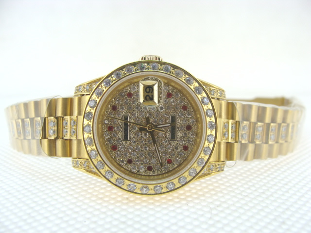 Réplique Replique Rolex Day-Date 18K Gold & Gold Diamond Dial Hour Markers RX5222-G1 Watches
