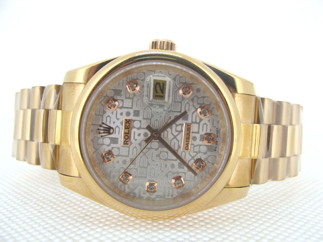 Réplique Replique Rolex Day-Date 18K Gold & Silver Computer Dial Hour Markers RX4022-S2 Watches
