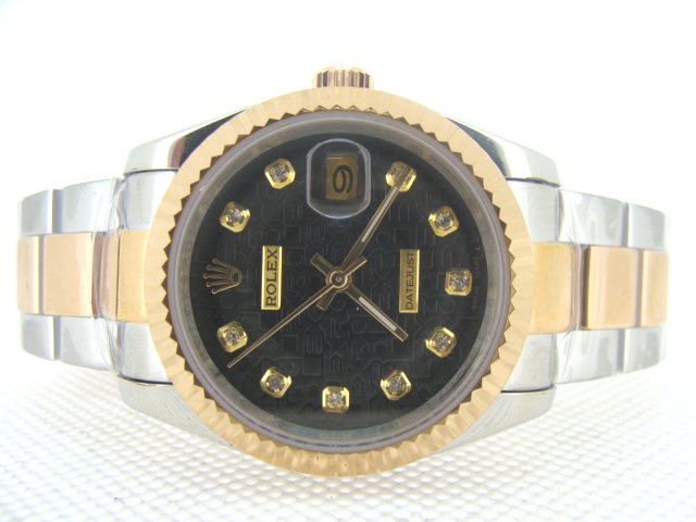 Réplique Replique Rolex Day-Date Black dial diamond hour markers RLLX74-3 Watches