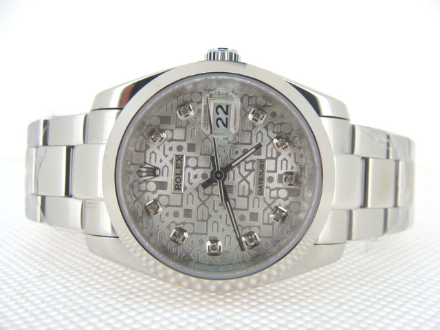 Réplique Replique Rolex Day-Date Silver Computer Dial Diamond Hour Markers RX4021-W1 Watches