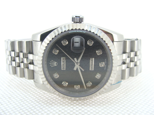 Réplique Replique Rolex Day-Date White Gold Blueblack dial diamond hour markers RLLX74-2 Watches