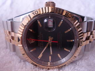 Réplique Replique Rolex Oyster Perpetual Datejust Two-Tone 18kt White Gold and Steel Black Dial hommes montre