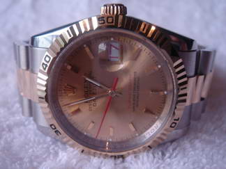 Réplique Replique Rolex Oyster Perpetual Datejust Two-Tone 18kt White Gold and Steel Gold Dial hommes montre 1