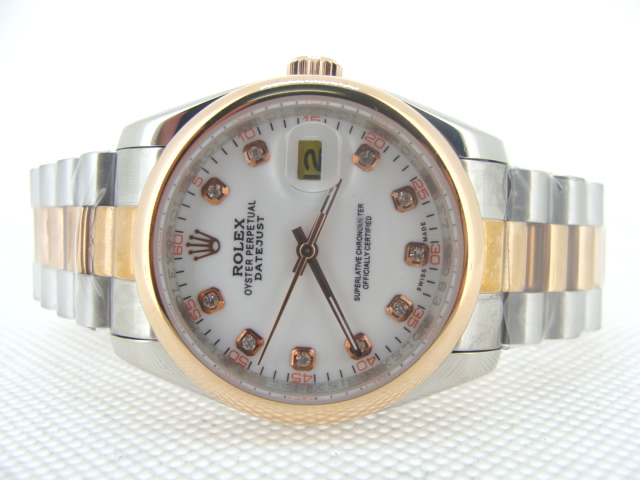 Réplique Replique Rolex Oyster Perpetual Datejust White Dial Diamonds hommes montre 1162085-WTST