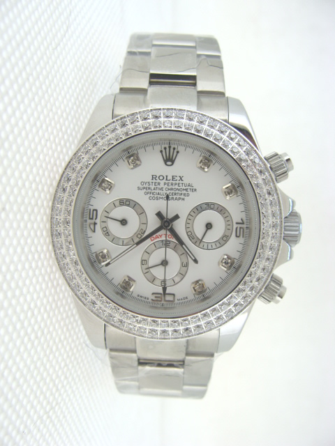 Réplique Replique Rolex Sports Modèles Daytona White Textured dial Diamond hour markers Double Diamond