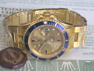 Réplique Replique Rolex Submariner Date hommes montre Gold Diamond 16623