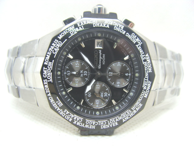 Réplique Seiko-Seiko Coutura Chronograph Steel Black hommes montre SPL001