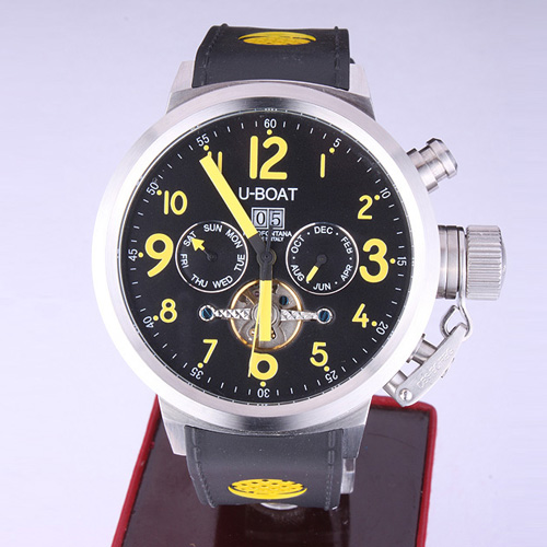 Réplique U-BOAT Italo Fontana Tourbillon Automatique Movement Silver Case with Black Dial-Yellow Numeral Mark Réplique U-BOAT Italo Fontana Tourbillon Automatique Movement Silver Case with Black Dial-Yellow Numeral Mark