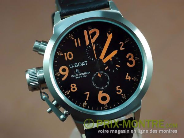 Montres U-Boat Flight Deck 50mm PVD / Noir LE / Orange Jap Quartz Chrono