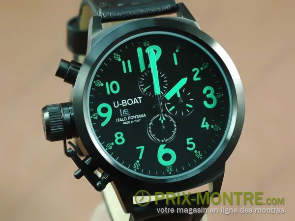 Montres U-Boat Flight Deck 50mm PVD / Le Black / Jap quartz vert Chrono