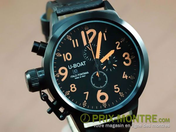 Montres U-Boat Flight Deck 50mm PVD / Noir LE / Orange Jap Quartz Chrono