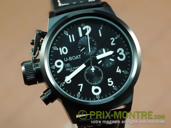 Montres U-Boat Flight Deck 50mm PVD / Le Black / White Jap Quartz Chrono