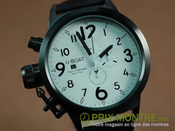 Montres U-Boat Flight Deck 50mm PVD / LE White / Black Jap Quartz Chrono
