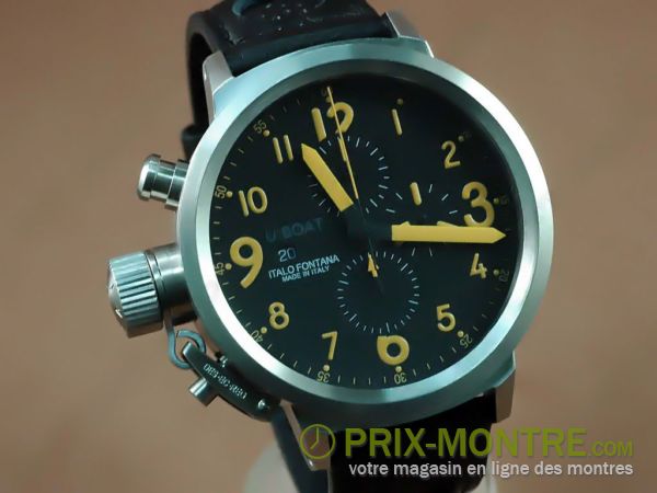 Montres U-Boat Flightdeck SS 50mm / Noir LE / Orange A-7750 28800bp