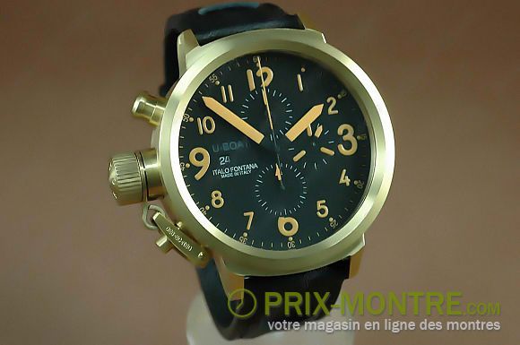 Montres U-Boat Flightdeck YG 50mm / Le Black / Yellow A-7750 28800bph