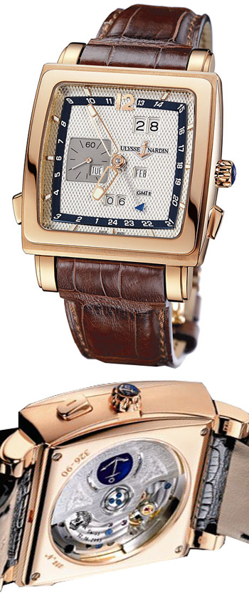 Réplique Ulysse Nardin Quadrato Dual Time Perpetual hommes montre 326-90.61