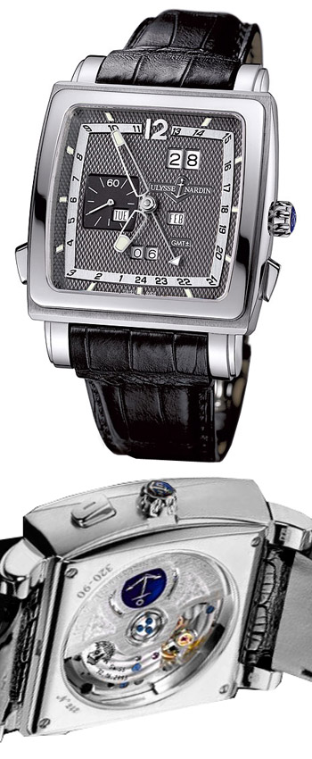 Réplique Ulysse Nardin Quadrato Dual Time Perpetual hommes montre 320-90.69