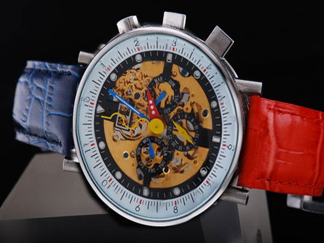 Alain Silberstein Red and Blue Leather Strap Montre