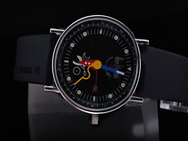 Alain Silberstein Black Dial and Bezel-Rubber Strap Montre
