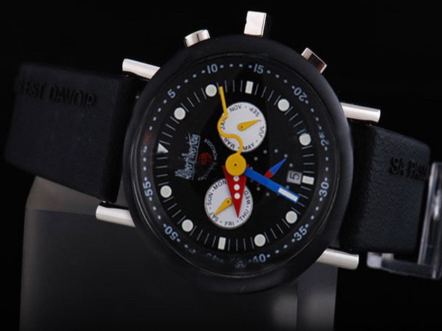 Alain Silberstein Black Dial and White Marking,Black Bezel-Black Rubber Strap Montre