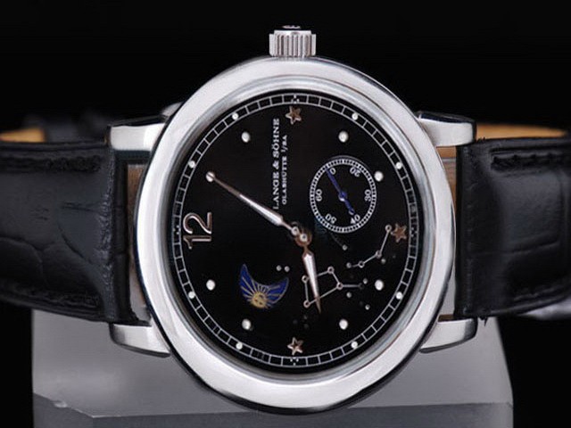 A.Lange&Sohne Black Dial and Silver Case Montre