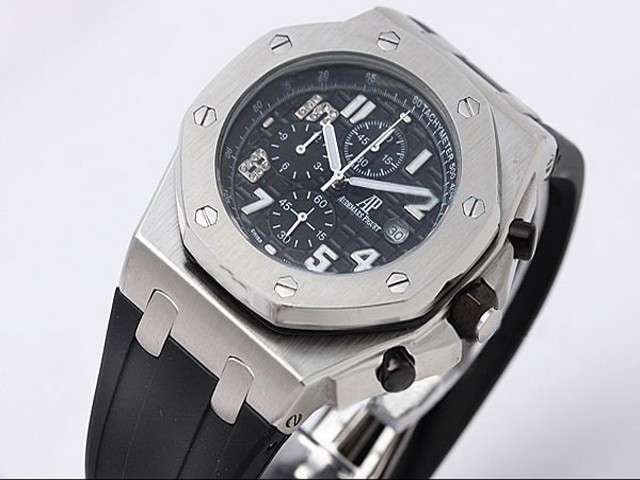 Audemars Piguet Black Dial and White Marking-SSband Strap Montre