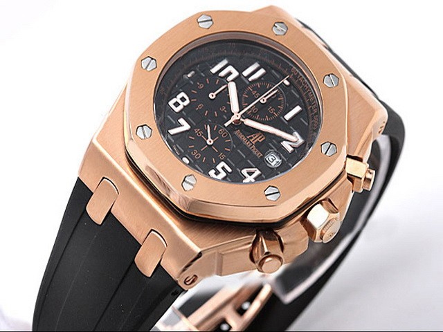 Audemars Piguet Black Dial and Strap-White Marking Montre