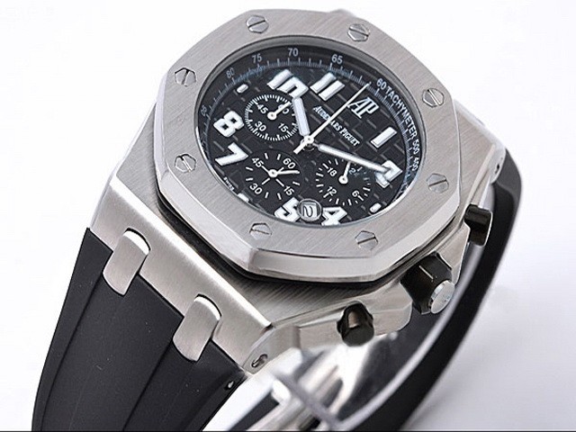 Audemars Piguet Black Dial and Strap-White Marking Montre