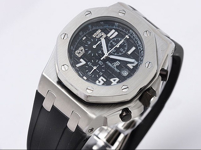 Audemars Piguet Black Dial and Strap-White Marking Montre