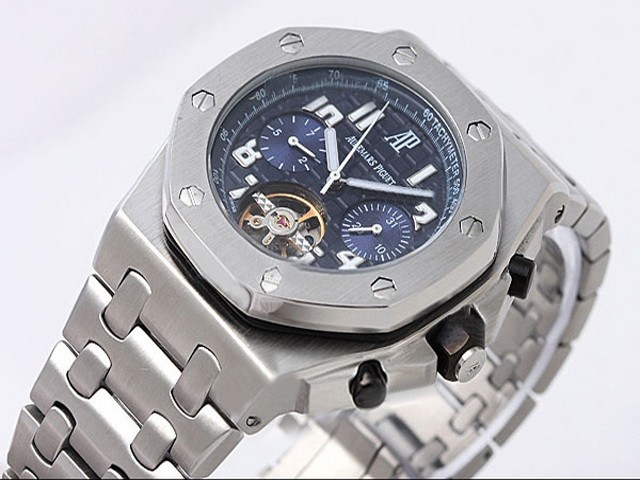 Audemars Piguet Blue Dial and White Marking-SSband Strap Montre